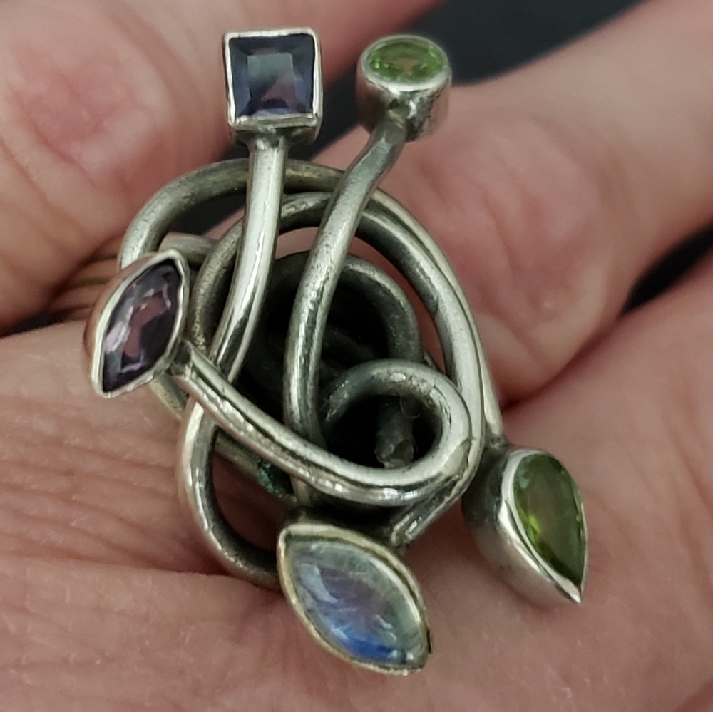 Sterling silver Boho handmade ring with moonstone.